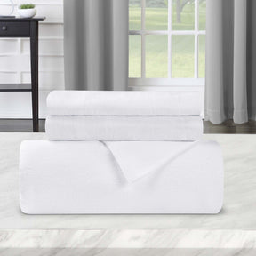 Flannel Cotton Modern Solid Fuzzy Duvet Cover Set With Pillow Shams- White