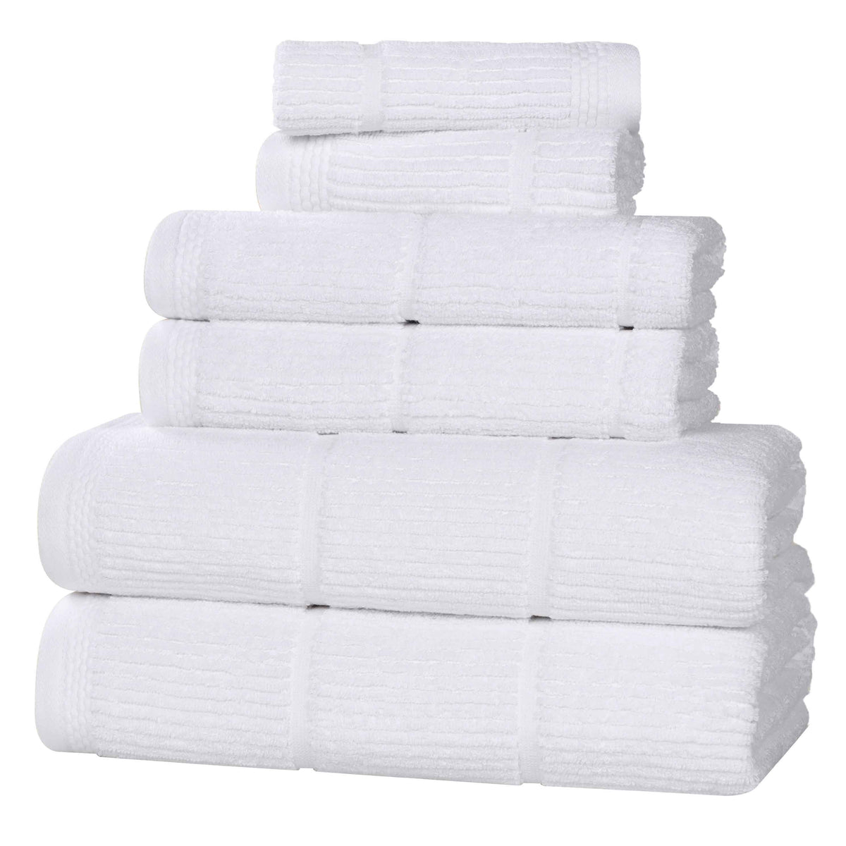 Milo Smart Twist Cotton Medium Weight Solid Ribbed 6 Piece Towel Set