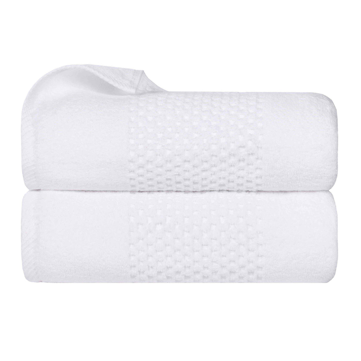 Playa Zero Twist Cotton Solid Waffle Textured Bath Towels, Set of 2