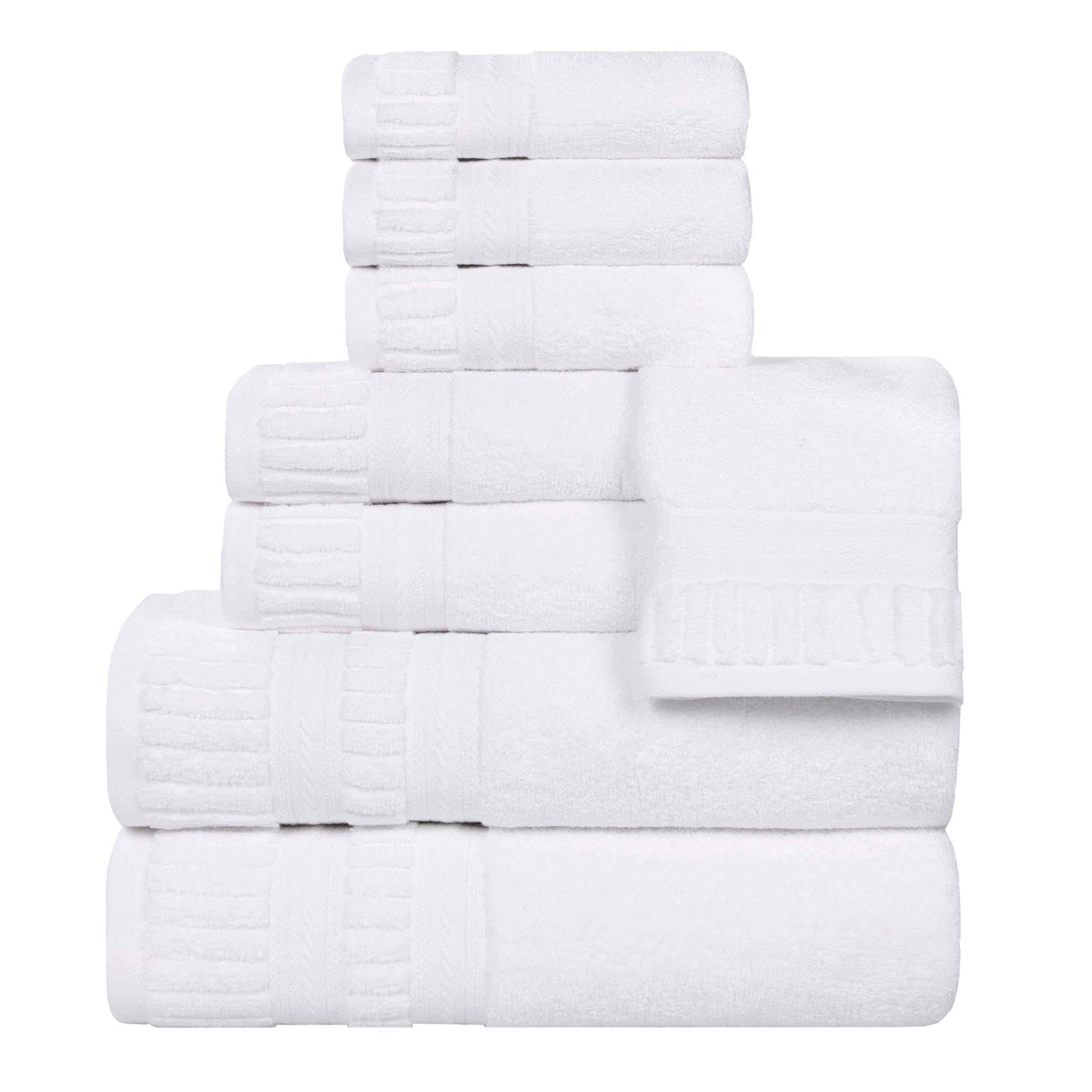 Venice Zero Twist Cotton Medium Weight Absorbent 8 Piece Towel Set