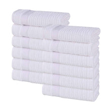 Brea Zero Twist Cotton Ribbed Geometric Border Face Towel Set of 12