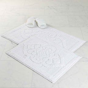 Myra Medallion Textured Jacquard Machine Washable Bath Rugs, Set of 2