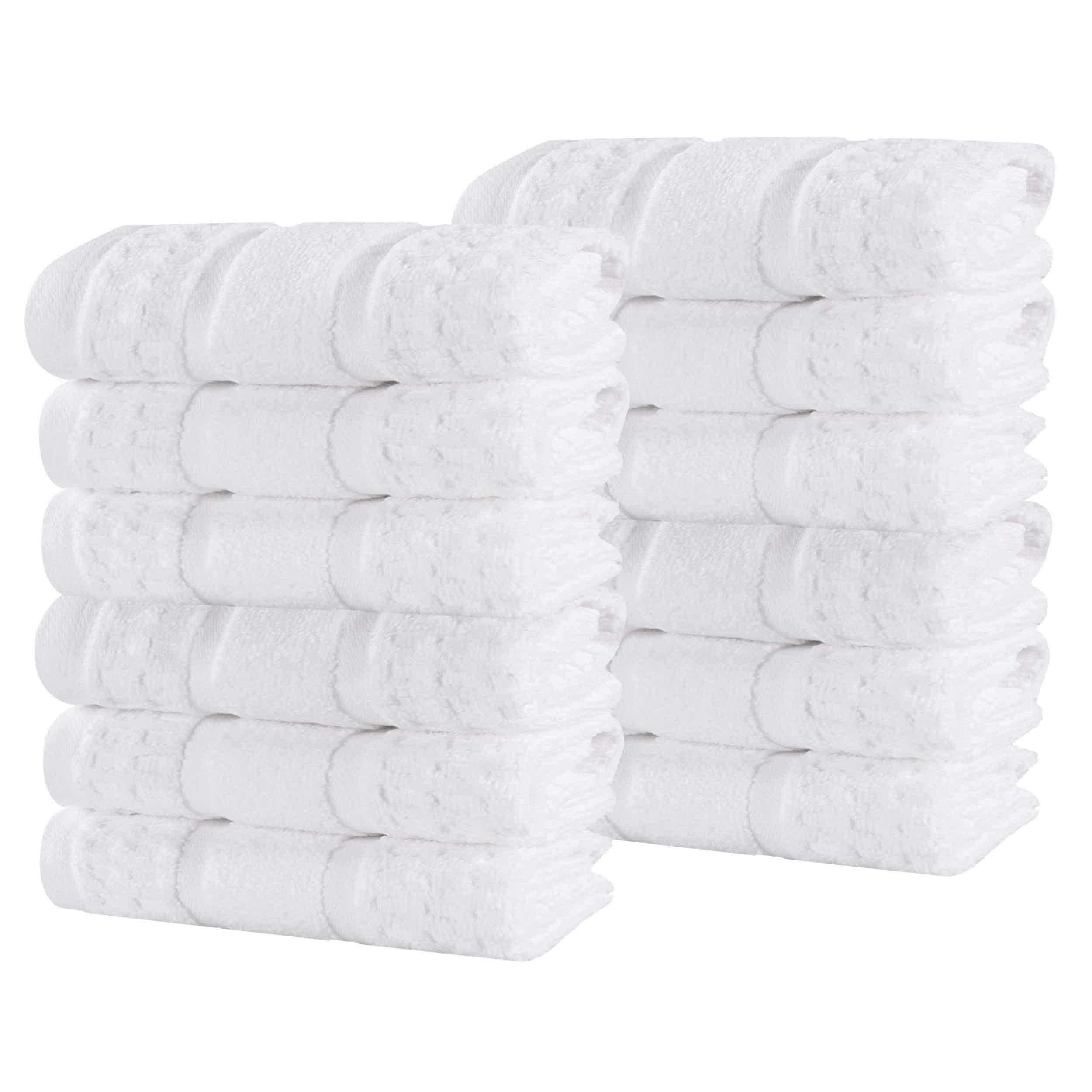 Napa Zero Twist Cotton Solid Waffle Face Towel Washcloth Set of 12 - Towel Set by Superior