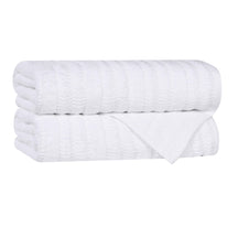 Mika Smart Twist Cotton Solid Textured Ribbed Bath Towels, Set of 2