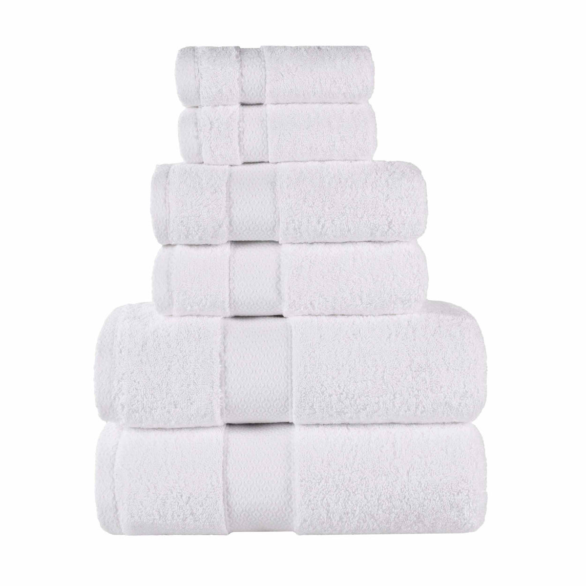 Niles Egyptian Giza Cotton Plush Heavyweight Soft 6 Piece Towel Set - White