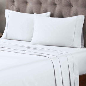 Egyptian Cotton 400 Thread Count Solid Deep Pocket Bed Sheet Set - White