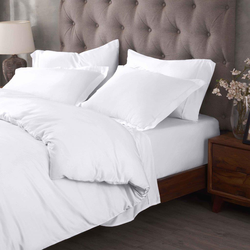 Egyptian Cotton 400 Thread Count Solid Luxury Duvet Cover Set - White