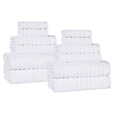 Mika Smart Twist Cotton Solid Textured Ribbed 12 Piece Towel Set