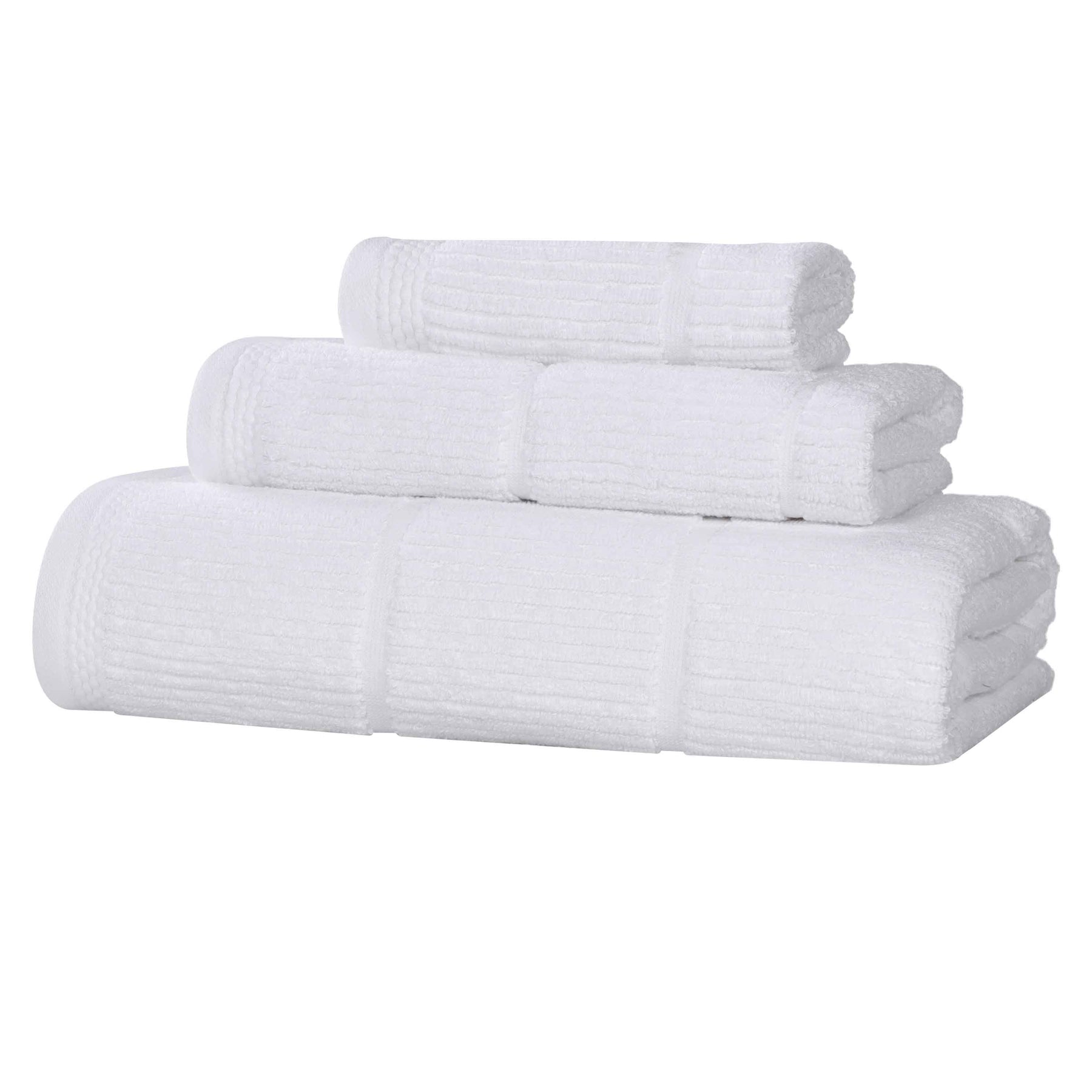 Milo Smart Twist Cotton Solid Ribbed 3 Piece Towel Set