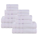 Brea Zero Twist Cotton Ribbed Geometric Border 12 Piece Towel Set - Towel Set by Superior