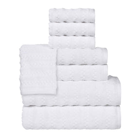 Zuma Zero Twist Cotton Medium Weight Waffle Stripes 8 Piece Towel Set