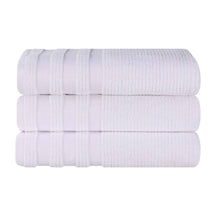 Brea Zero Twist Cotton Ribbed Geometric Border Bath Towel Set of 3