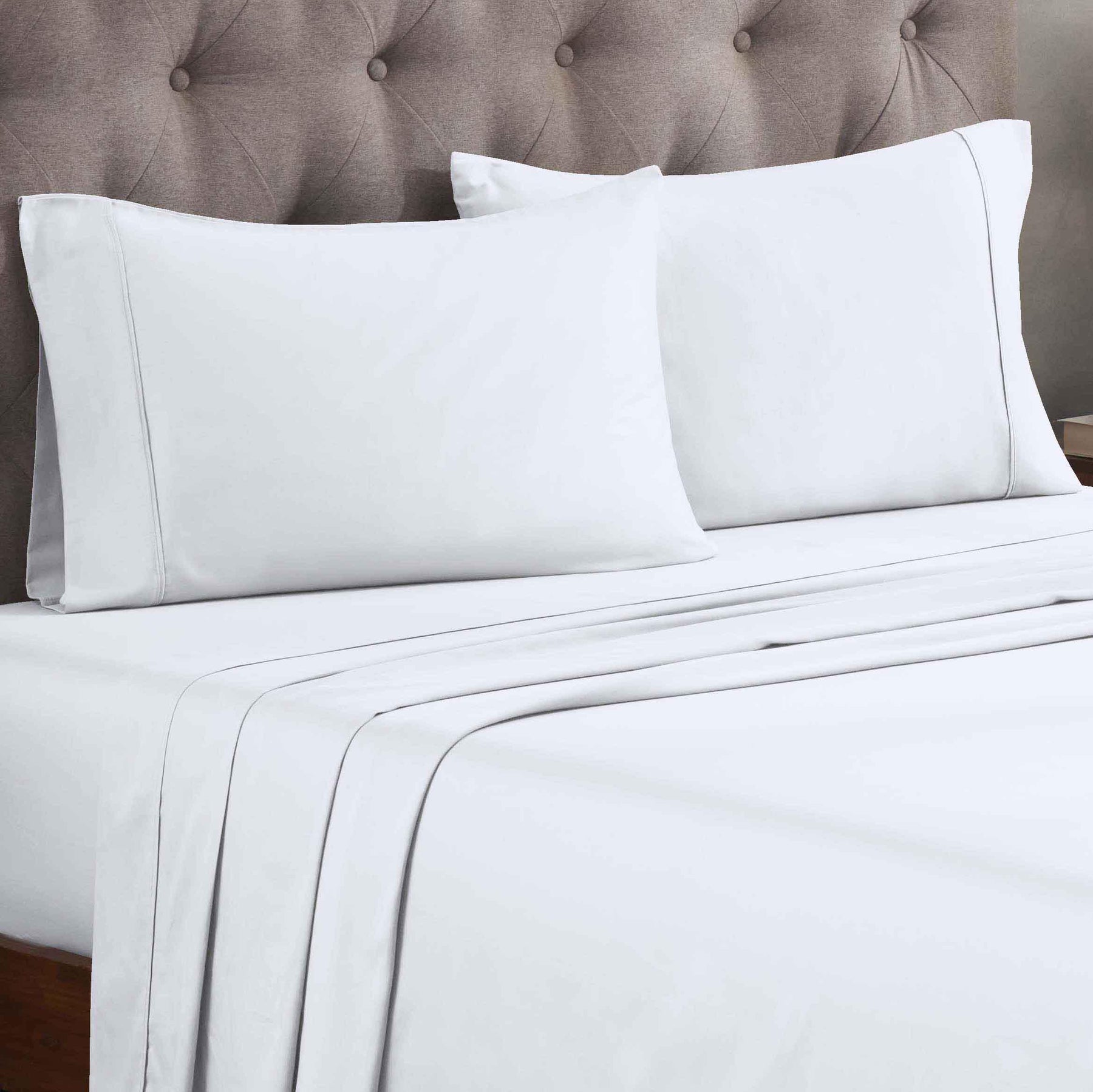 Egyptian Cotton 300 Thread Count Solid Deep Pocket Bed Sheet Set - White