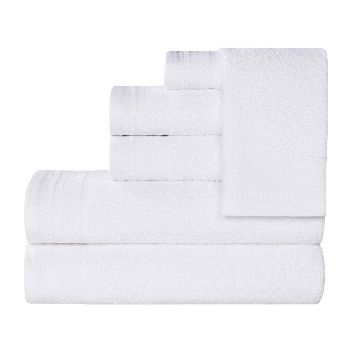 Honeycomb Textured Waffle Border Cotton 6 Piece Towel Set