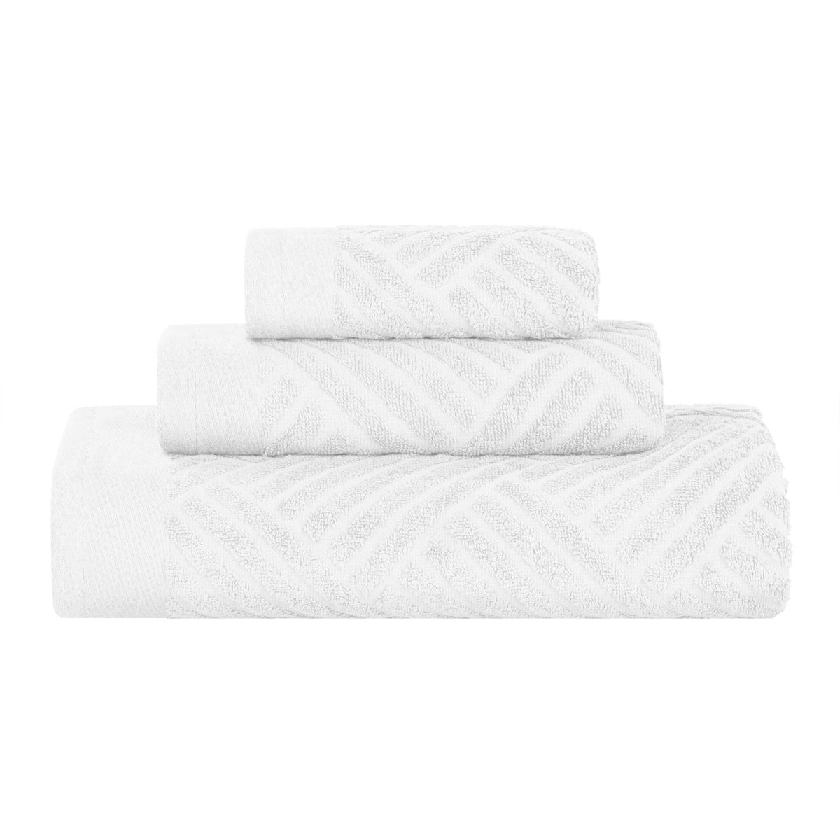 Basketweave Egyptian Cotton Jacquard 3 Piece Assorted Towel Set - Towel Set by Superior - Superior 