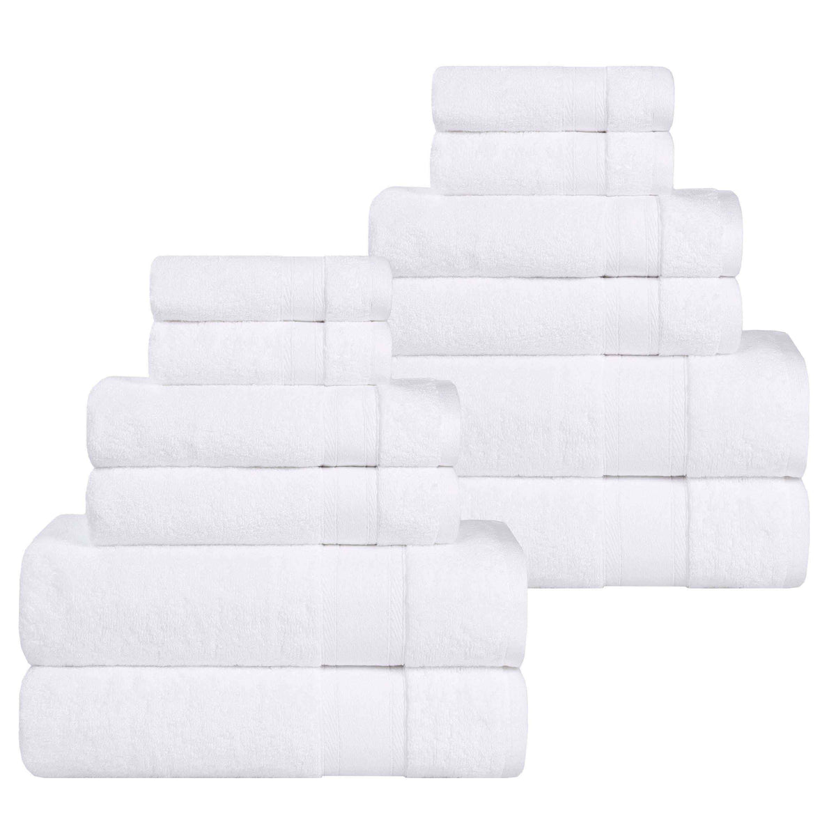 Belmont Zero Twist Cotton Medium Weight Absorbent 12 Piece Towel Set