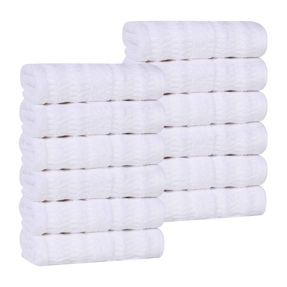 Mika Smart Twist Cotton Solid Textured Ribbed Face Towels, Set of 12