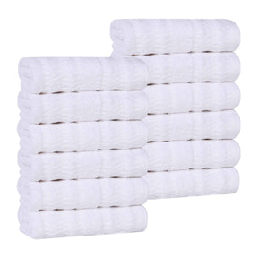 Mika Smart Twist Cotton Solid Textured Ribbed Face Towels, Set of 12