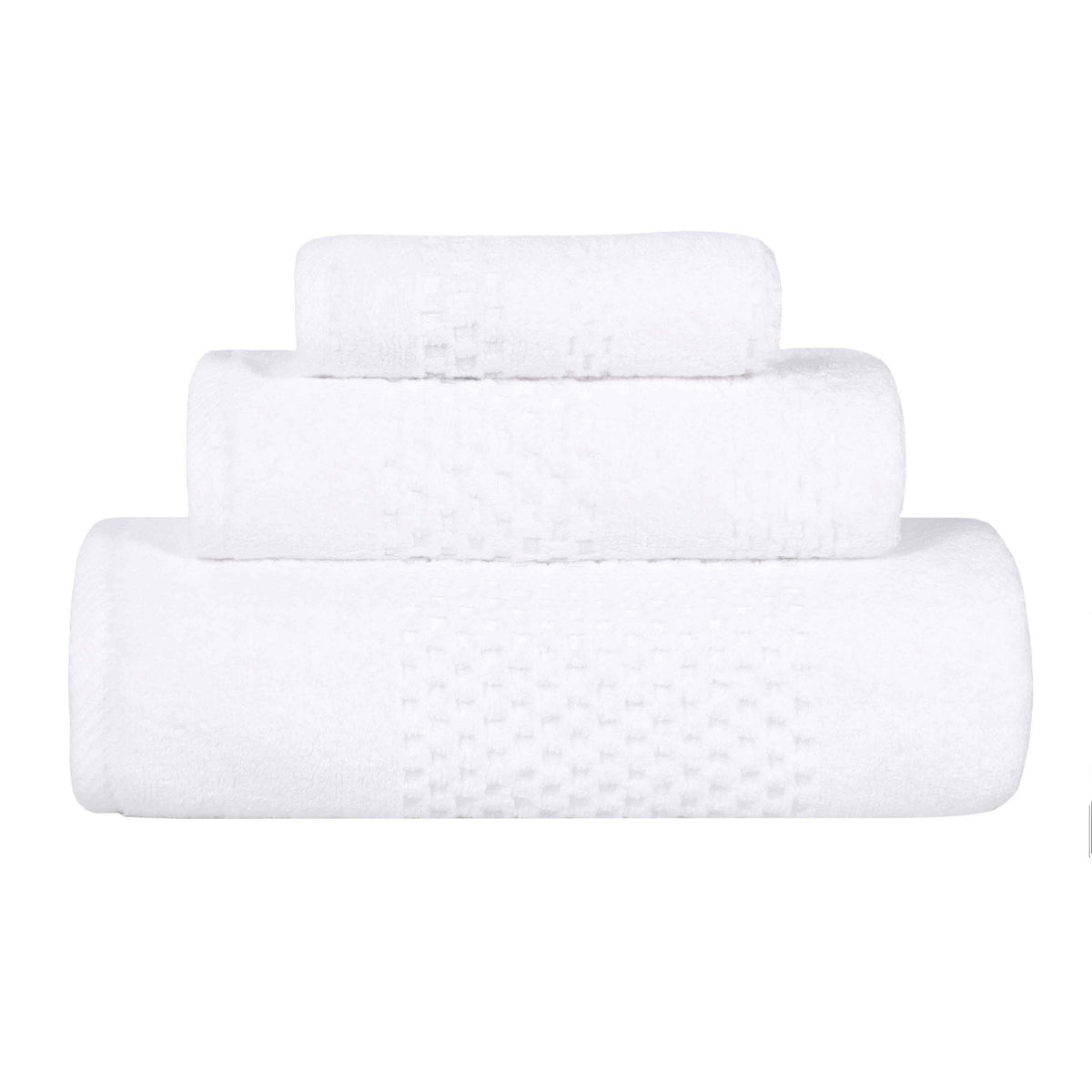 Playa Zero Twist Cotton Solid Waffle Textured 3 Piece Towel Set