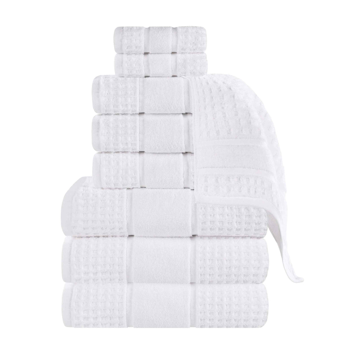 Napa Zero Twist Cotton Solid Waffle Honeycomb 9 Piece Towel Set