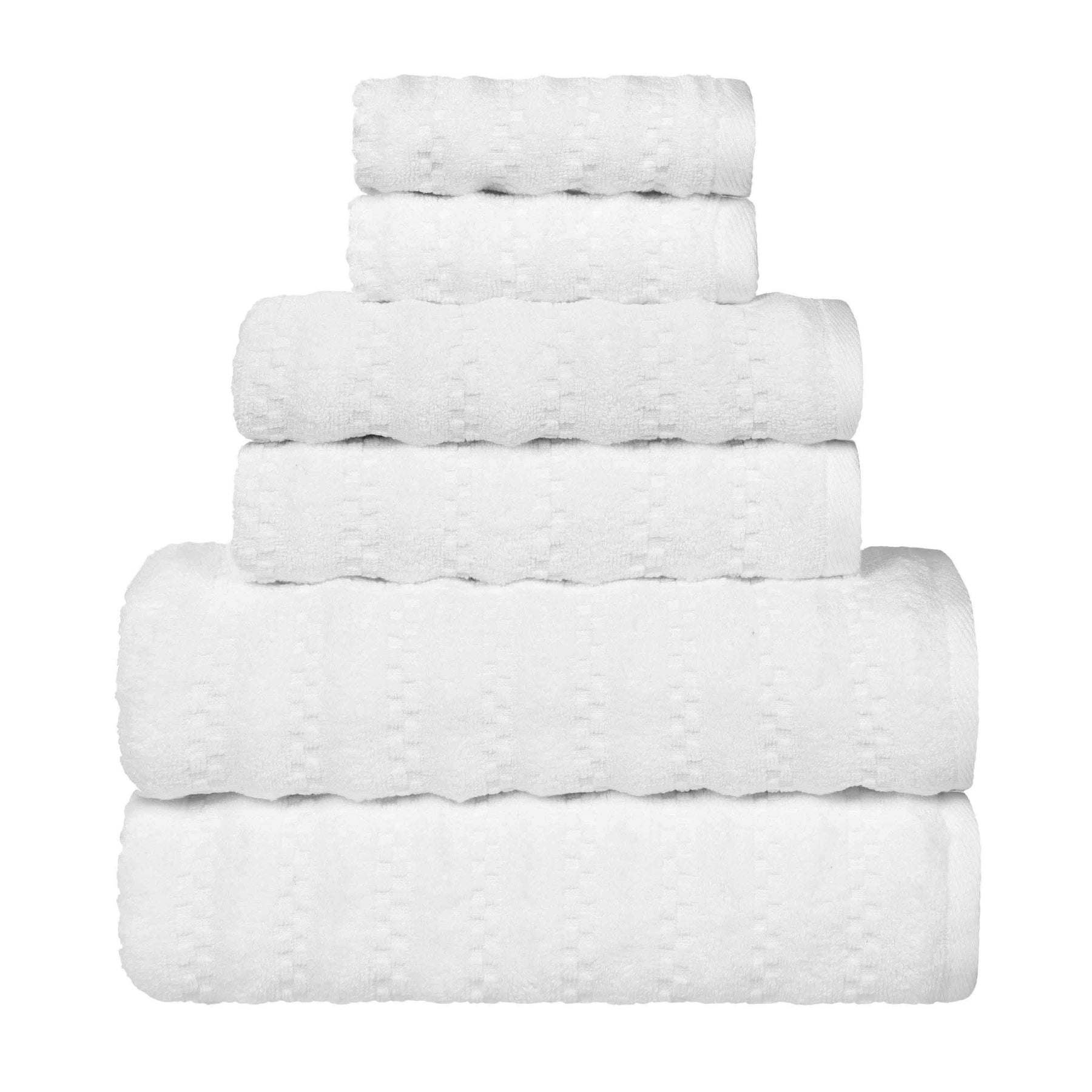 Zuma Zero Twist Cotton Medium Weight Waffle Stripes 6 Piece Towel Set