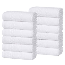 Playa Zero Twist Cotton Solid Waffle Textured Face Towels, Set of 12