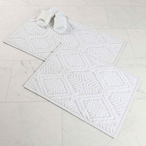 Ceton Diamond Trellis Textured Machine Washable Bath Rugs, Set of 2