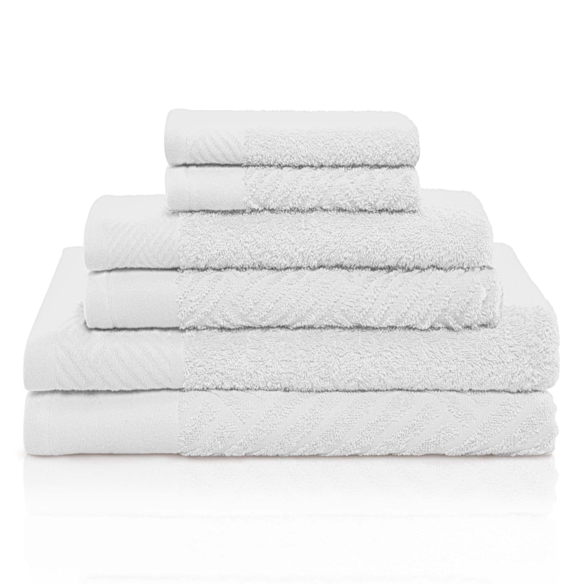 Basketweave Jacquard and Solid 6 Piece Egyptian Cotton Towel Set