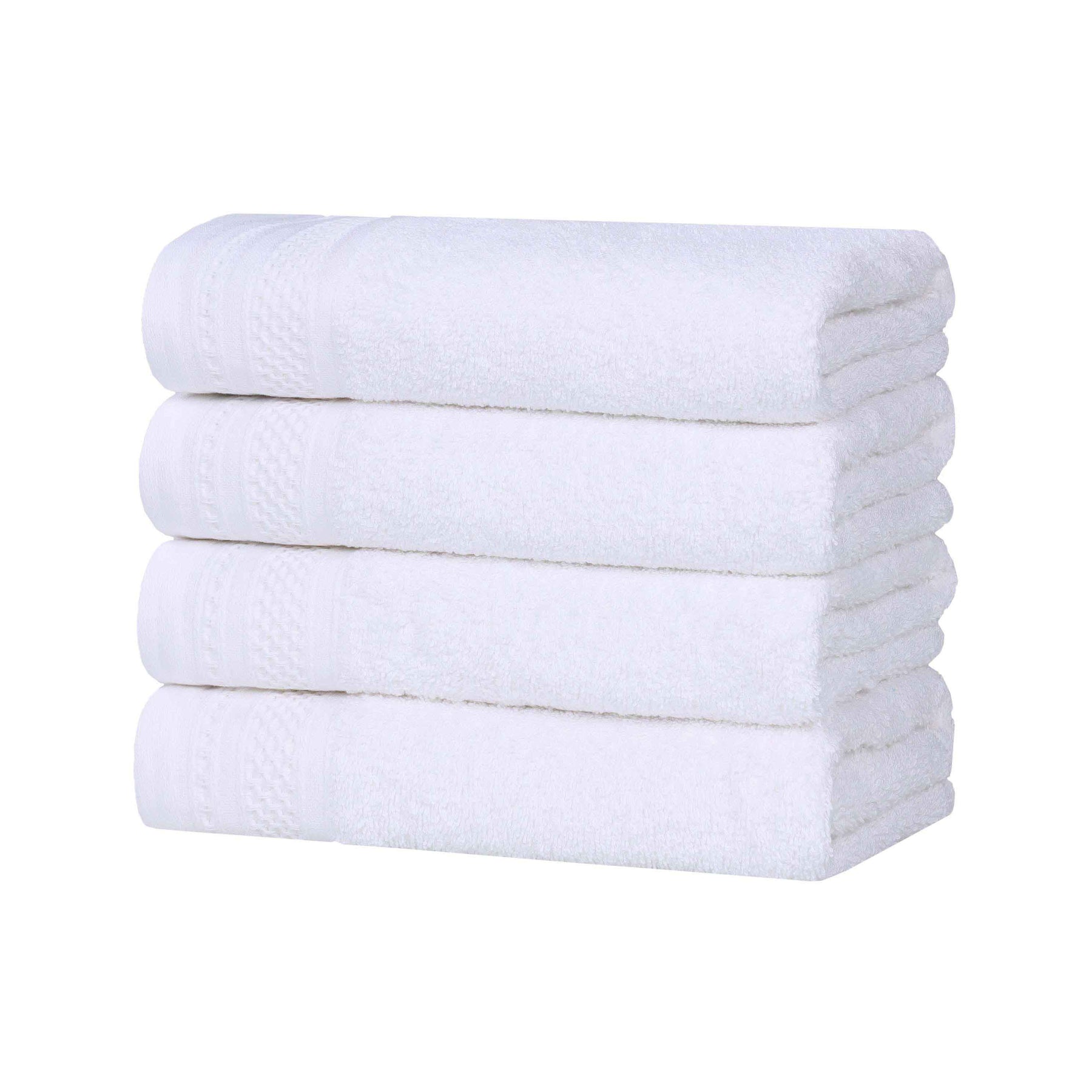 Honeycomb Textured Waffle Border Cotton Hand Towels, Set of 4