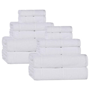 Mile Smart Twist Cotton Solid Thick Border 12 Piece Towel Set