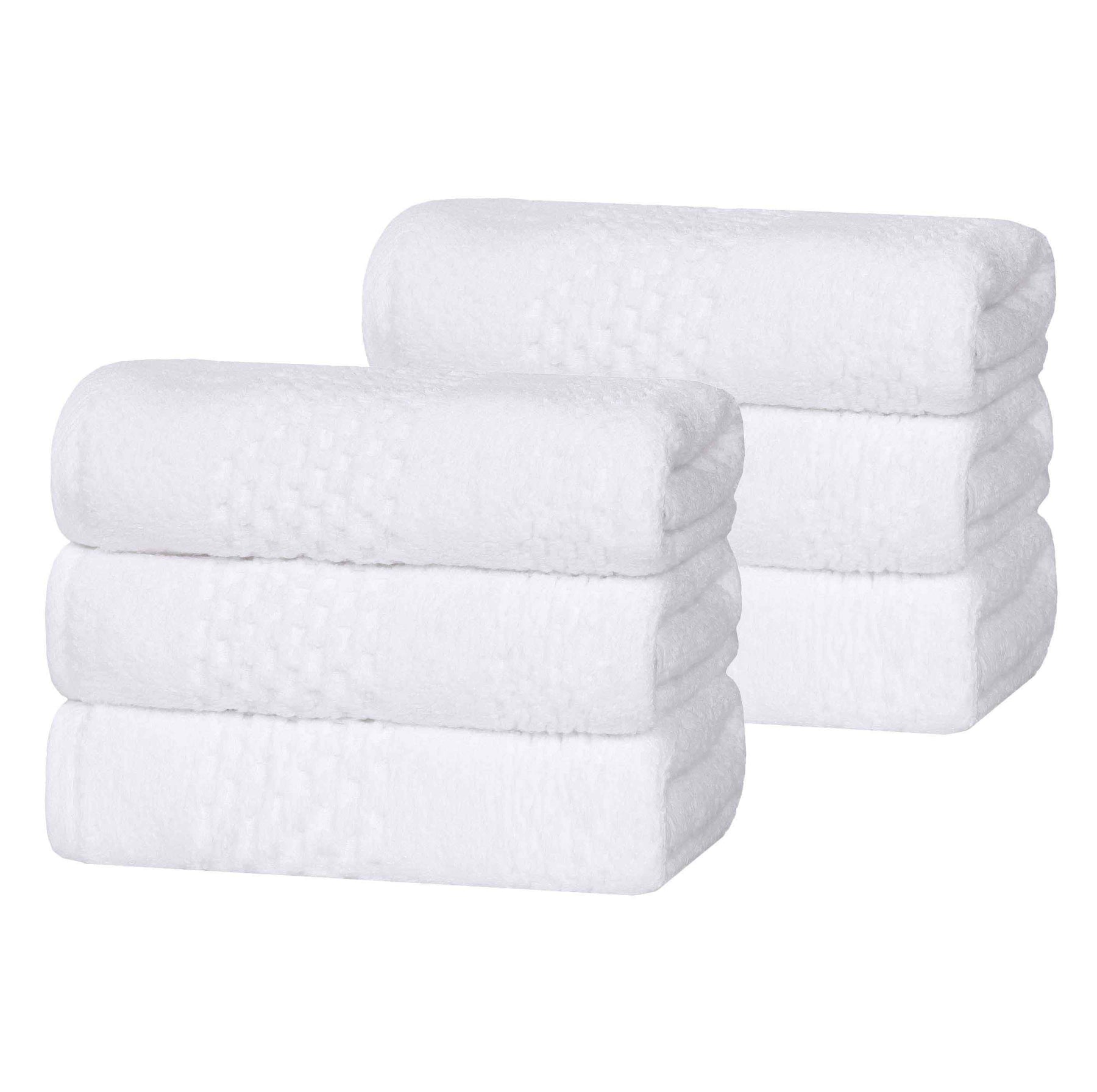 Playa Zero Twist Cotton Solid Waffle Textured Hand Towels, Set of 6