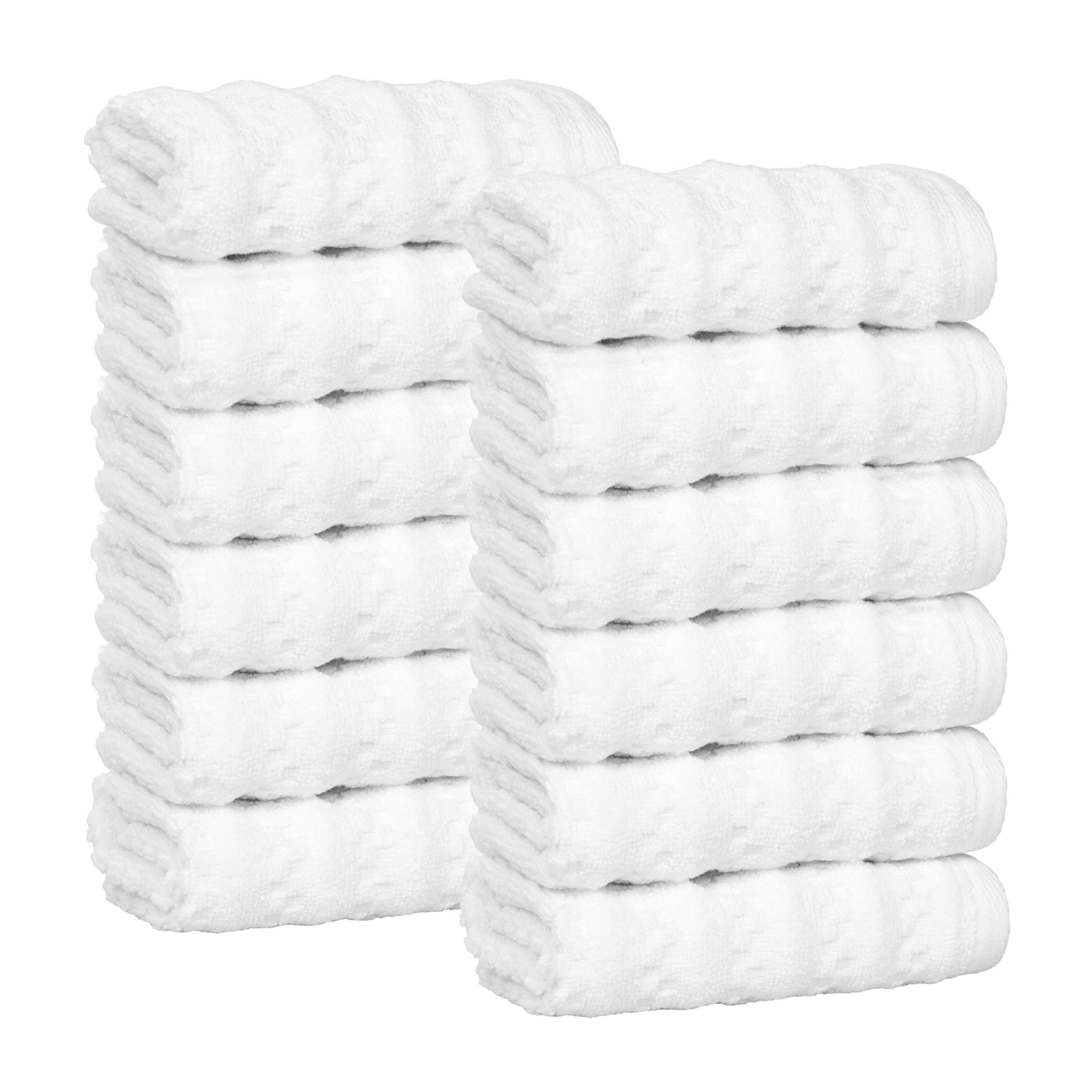 Zuma Zero Twist Cotton Medium Weight Face Towels Washcloths, Set of 12