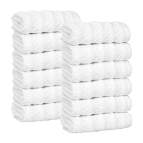 Zuma Zero Twist Cotton Medium Weight Face Towels Washcloths, Set of 12