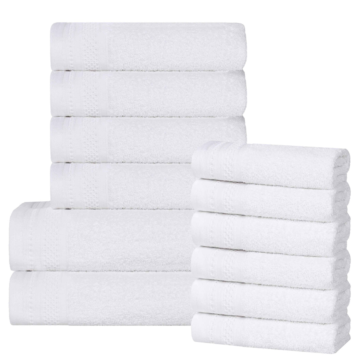 Honeycomb Textured Waffle Border Cotton 12 Piece Towel Set