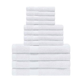 Eco-Friendly Egyptian Cotton Cotton Absorbent 12 Piece Assorted Towel Set - White