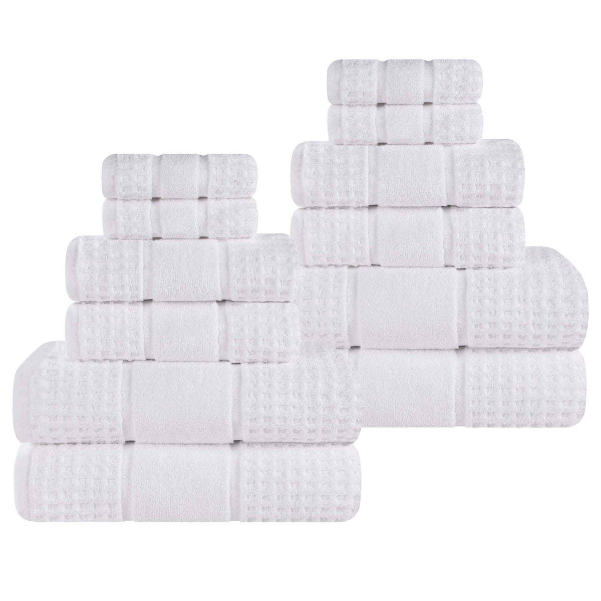 Napa Zero Twist Cotton Solid Waffle Honeycomb 12 Piece Towel Set