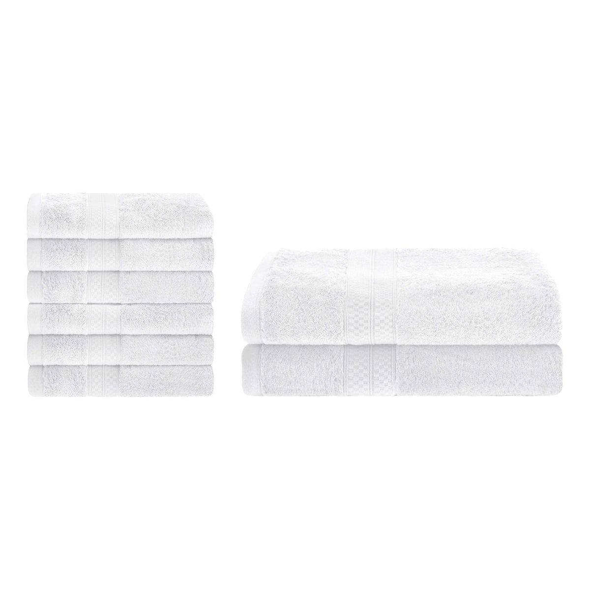 Ultra-Soft Rayon from Bamboo Cotton Blend Bath and Hand Towel Set - White