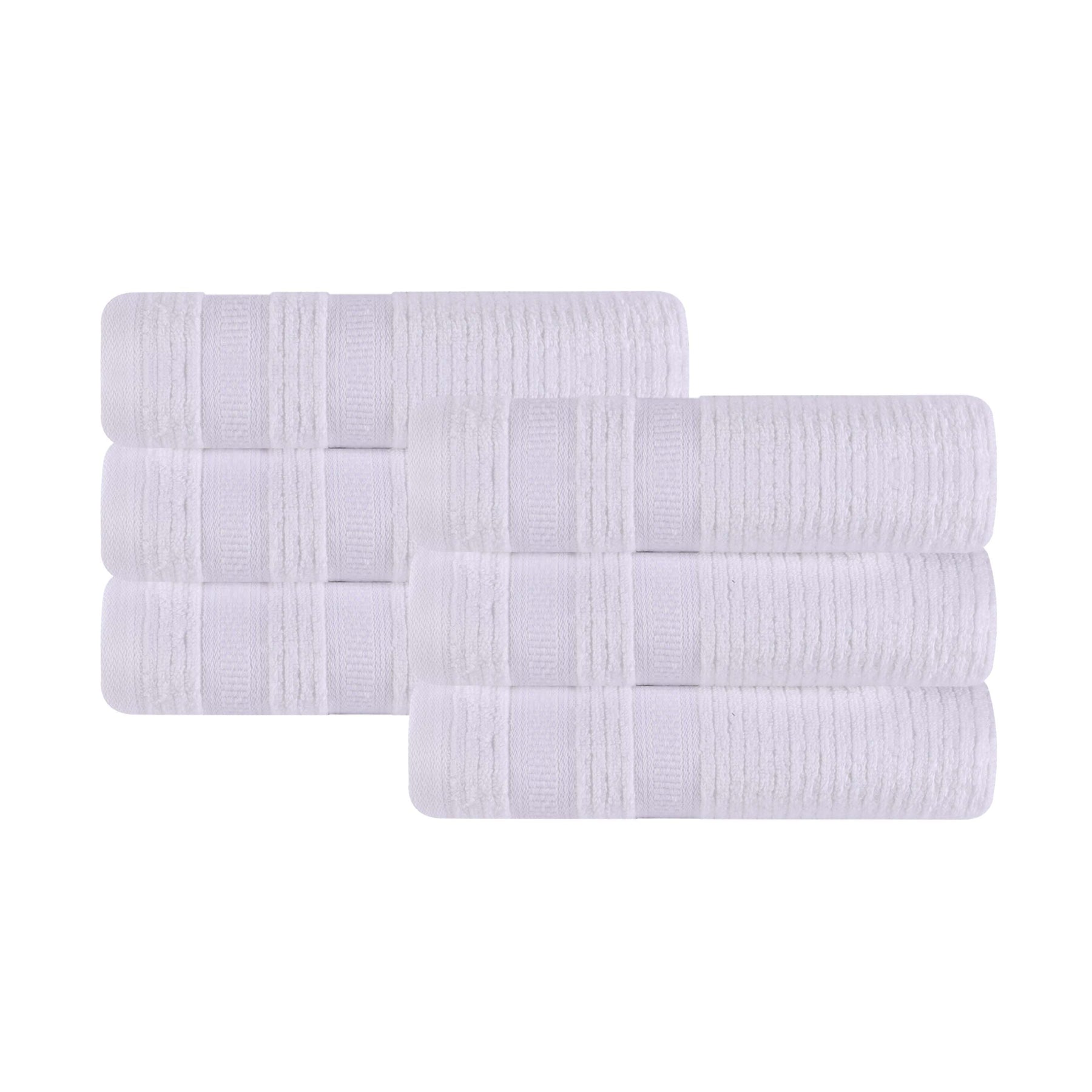 Brea Zero Twist Cotton Ribbed Modern Geometric Hand Towel Set of 6