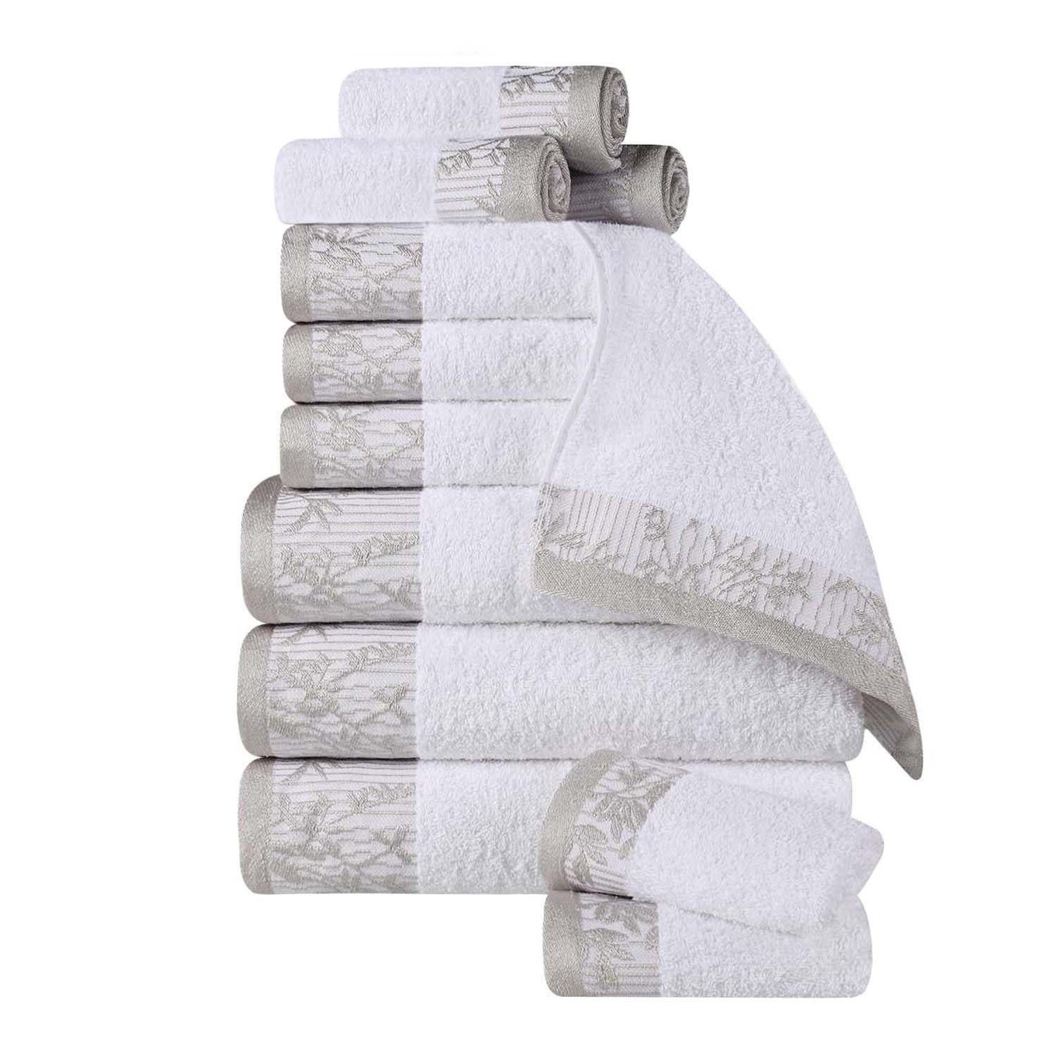 Wisteria Cotton Medium Weight Floral Jacquard 12 Piece Towel Set - Towel Set by Superior