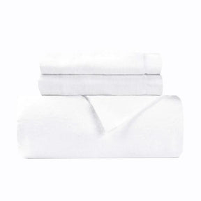 Cotton Flannel Solid Duvet Cover Set with Button Closure - White