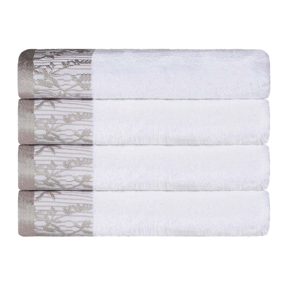 Wisteria Cotton Medium Weight Floral Jacquard Bath Towels, Set of 4