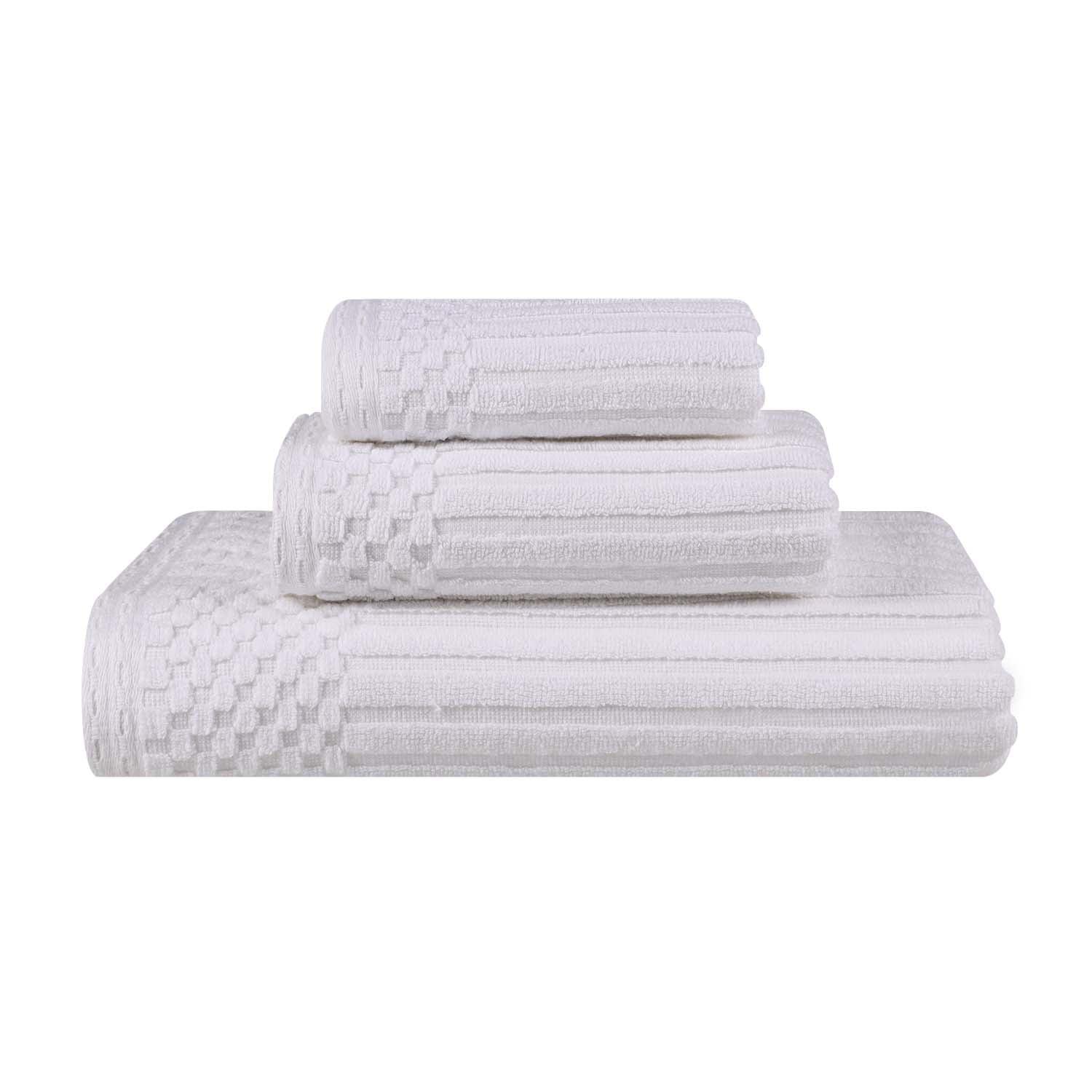 Soho Ribbed Cotton Absorbent 3 Piece Assorted Towel Set - Towel Set by Superior