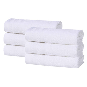 Honeycomb Textured Waffle Border Cotton Face Towels, Set of 6