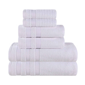 Brea Zero Twist Cotton Ribbed Geometric Border 6 Piece Towel Set