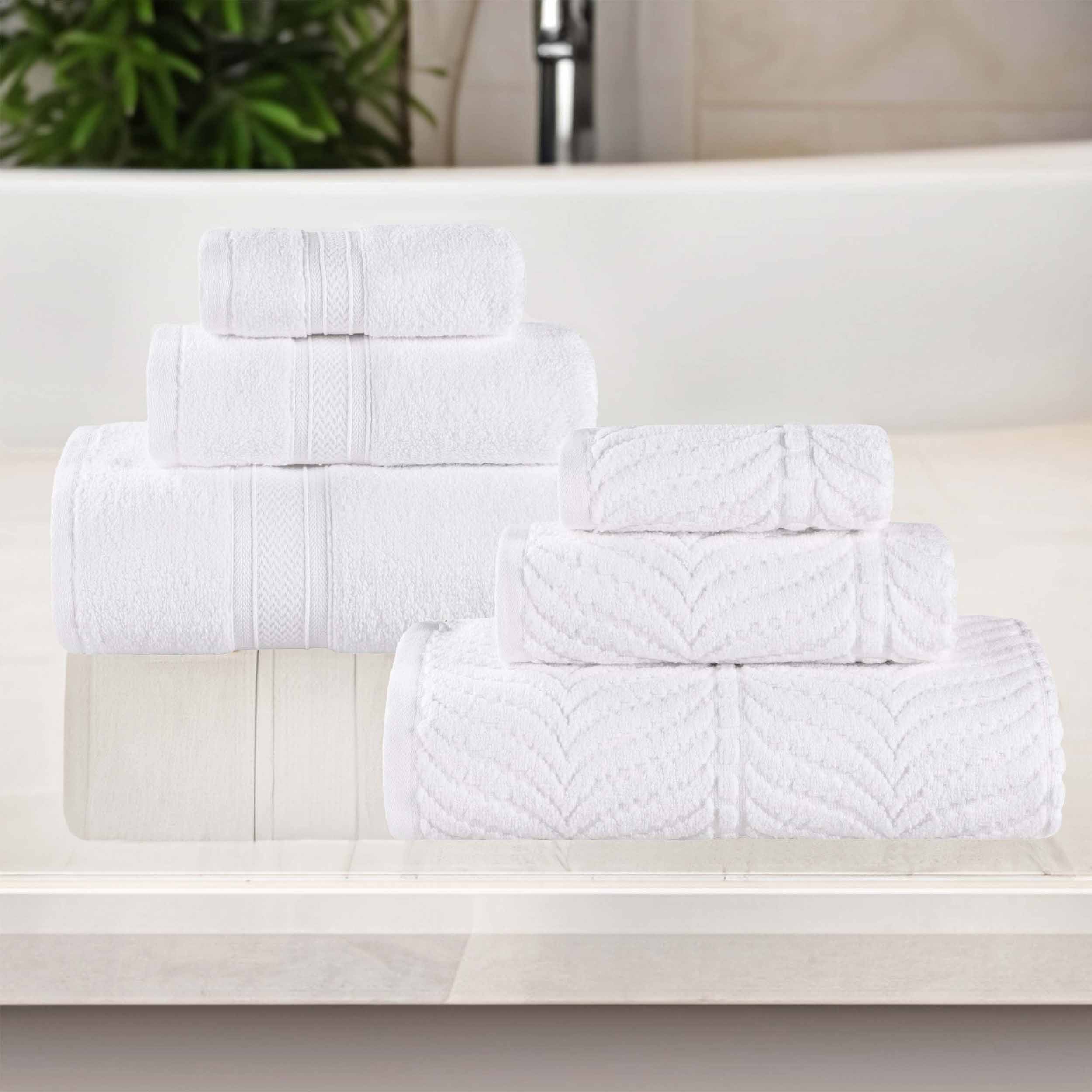 Chevron Zero Twist Solid and Jacquard Soft Cotton 6 Piece Towel Set - Towel Set by Superior