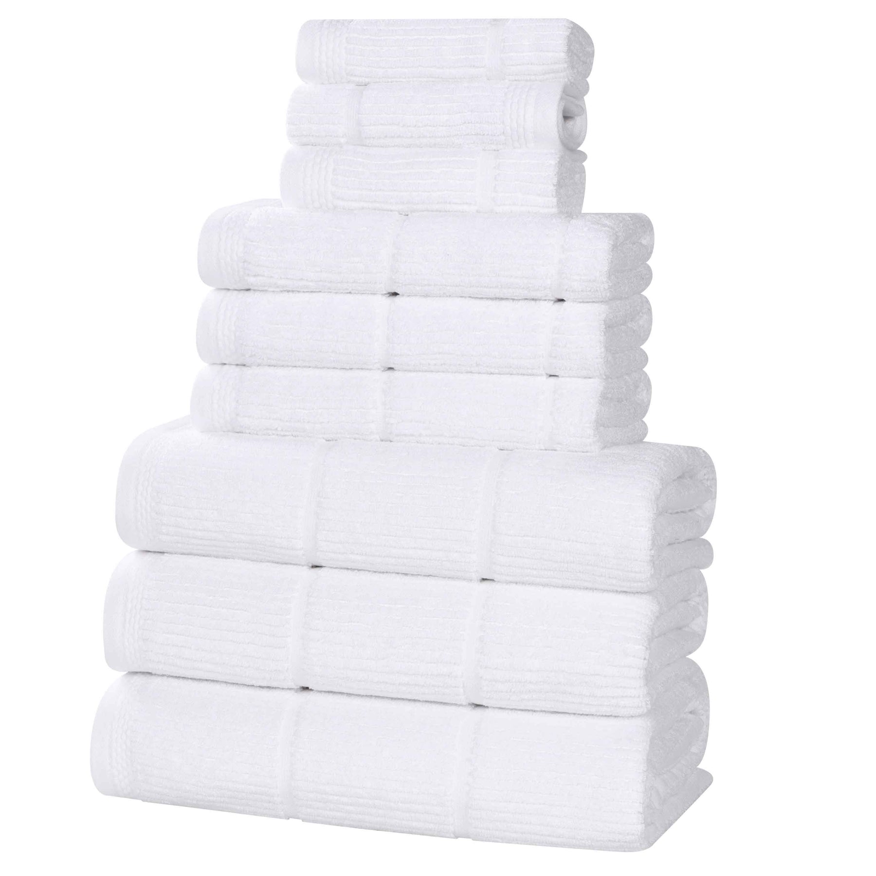 Milo Smart Twist Cotton Medium Weight Solid Ribbed 9 Piece Towel Set