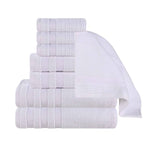 Brea Zero Twist Cotton Ribbed Geometric Border 8 Piece Towel Set - Towel Set by Superior