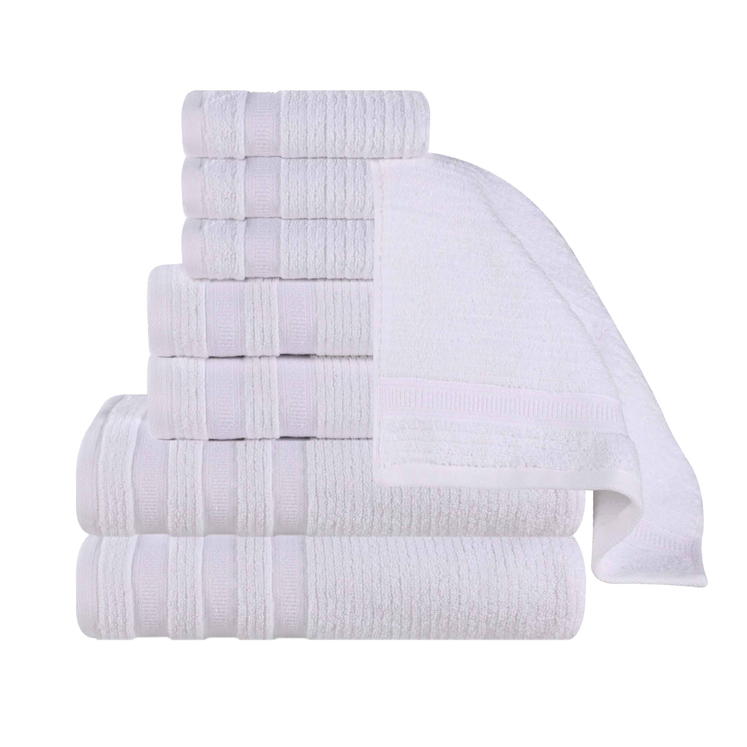 Brea Zero Twist Cotton Ribbed Geometric Border 8 Piece Towel Set - Towel Set by Superior