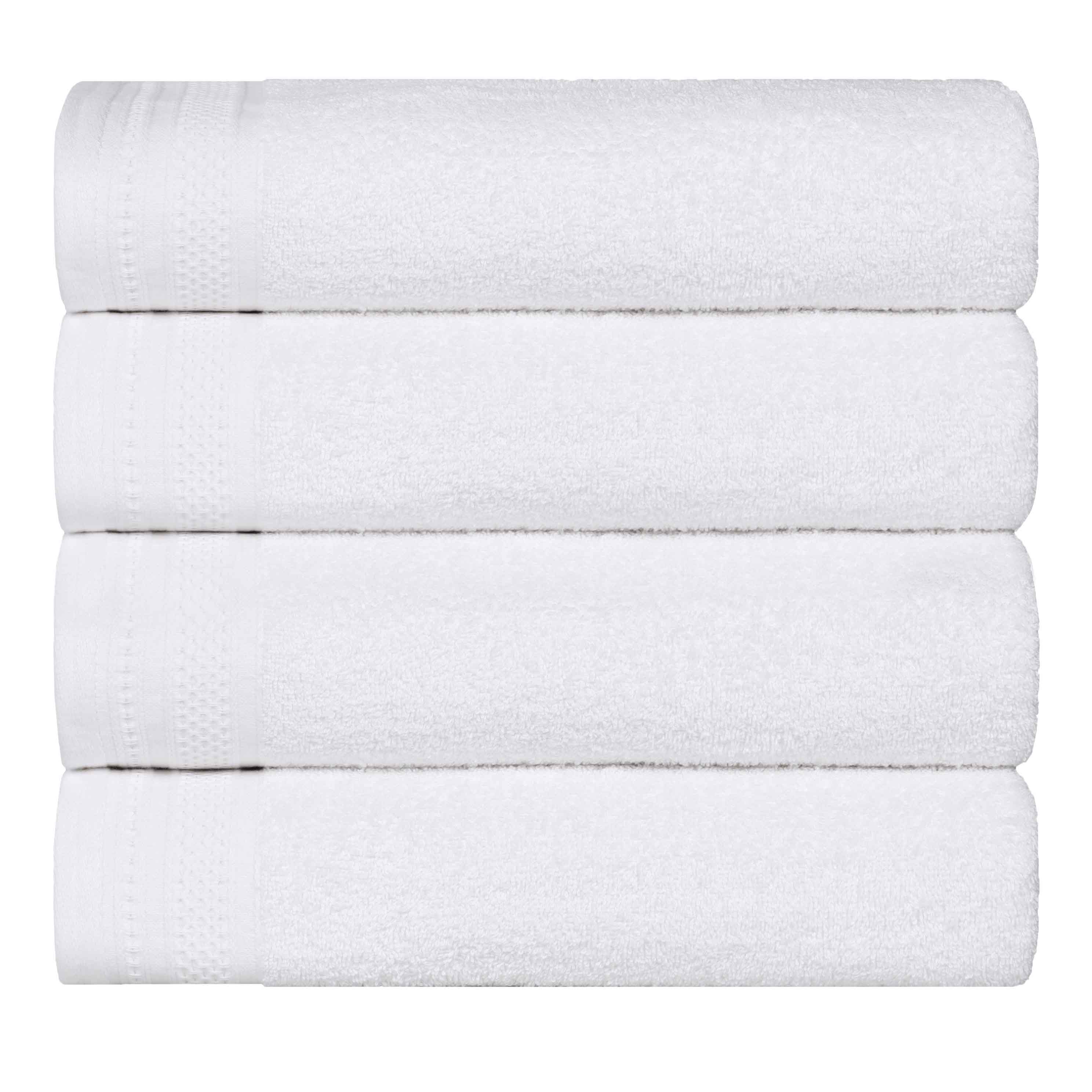 Honeycomb Textured Waffle Border Cotton Bath Towels, Set of 4 - Bath Towel by Superior