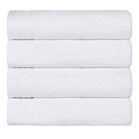 Honeycomb Textured Waffle Border Cotton Bath Towels, Set of 4